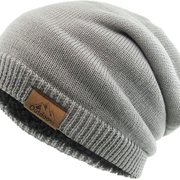 Thick Oversized Slouch Beanie Sherpa Fleece Lined - Picture 2 of 4